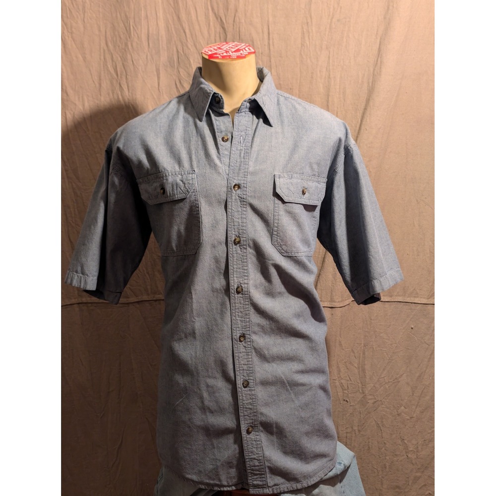 V TG Key Button Up Shirt Mens XLT Blue Excellent Short Sleeve Workwear Tall